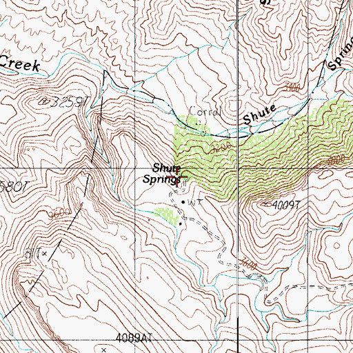 Topographic Map of Shute Springs, AZ