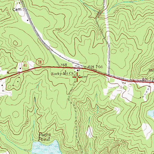 Topographic Map of Hill Cemetery, GA