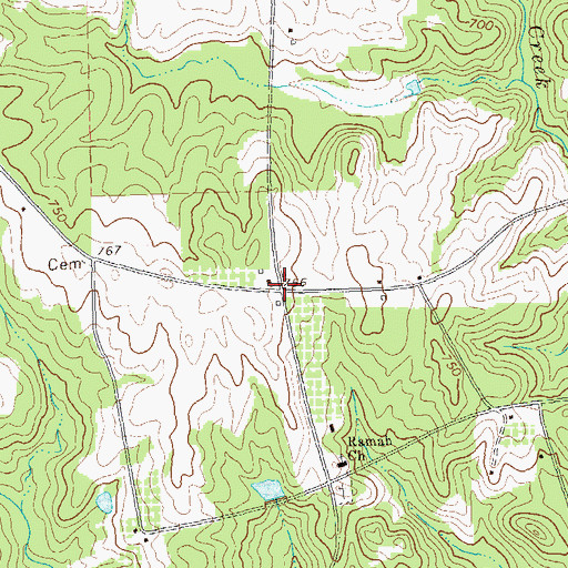 Topographic Map of Horns Crossroads, GA