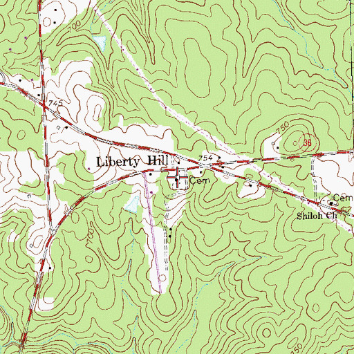 Topographic Map of Liberty Primitive Baptist Church, GA