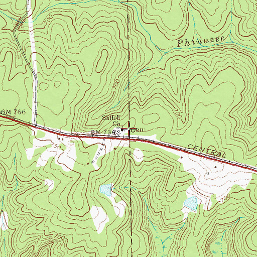 Topographic Map of Shiloh Cemetery, GA