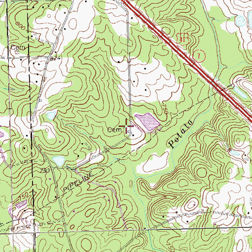 Topographic Map of Wadsworth Cemetery, GA