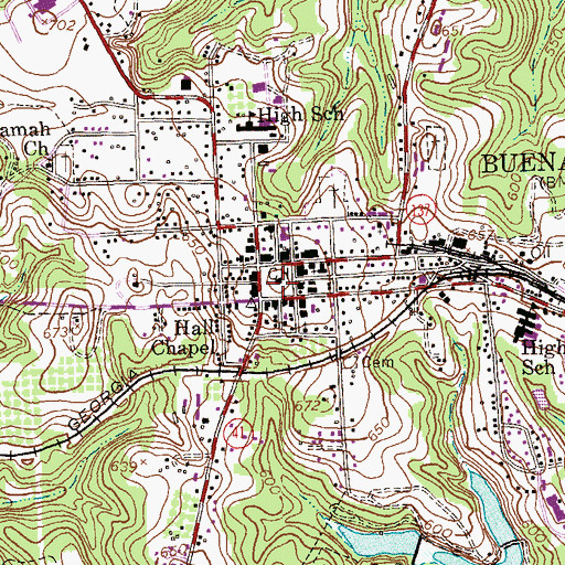 Topographic Map of Marion County Courthouse, GA