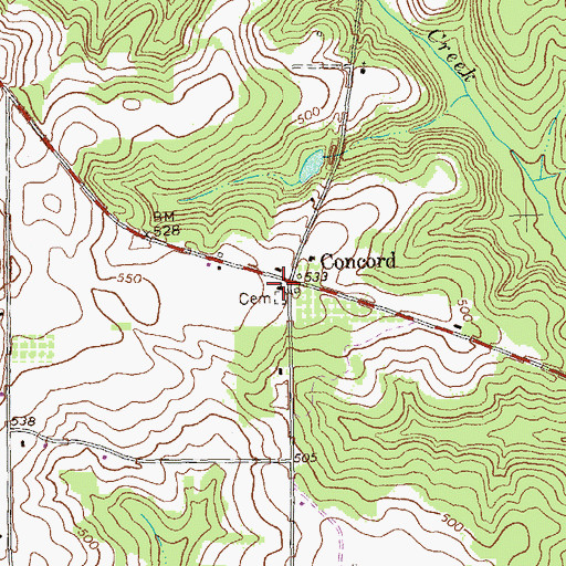 Topographic Map of Concord Methodist Church, GA