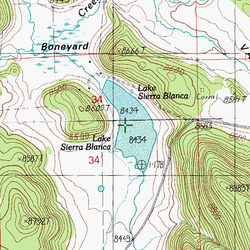 Topographic Map of Lake Sierra Blanca, AZ