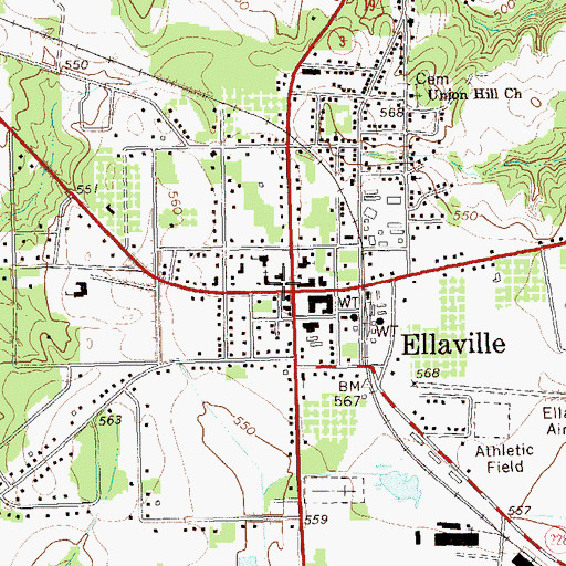 Topographic Map of Schley County Courthouse, GA