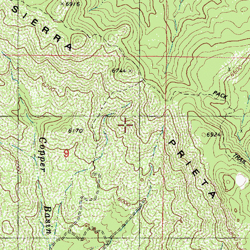 Topographic Map of Sierra Prieta, AZ