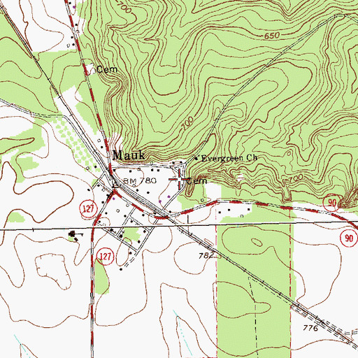 Topographic Map of Mauk Cemetery, GA
