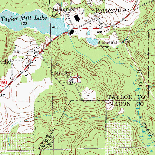 Topographic Map of Mount Olive Cemetery, GA