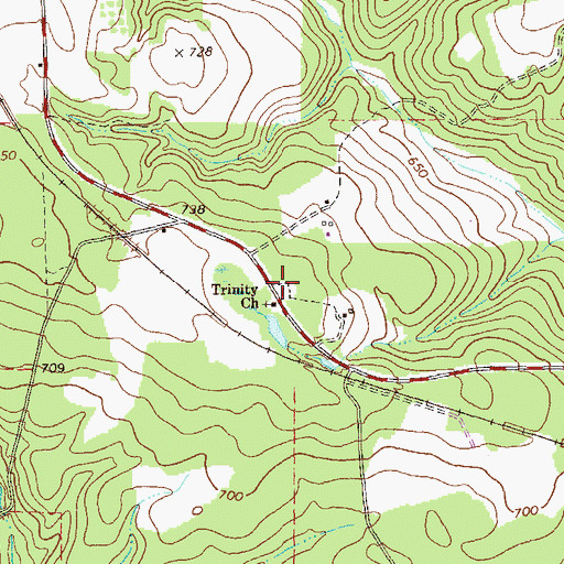 Topographic Map of Trinity Cemetery, GA
