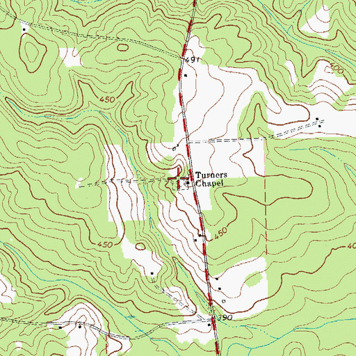 Topographic Map of Turners Chapel Cemetery, GA