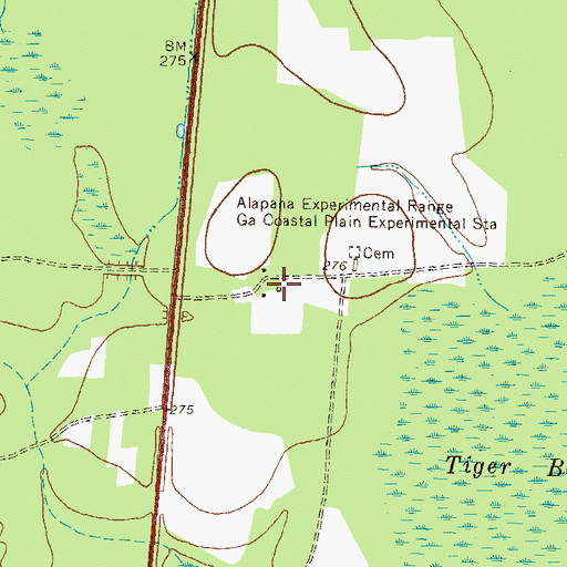 Topographic Map of Alapaha Experimental Range, GA