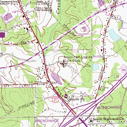 Topographic Map of American Legion Golf Club, GA