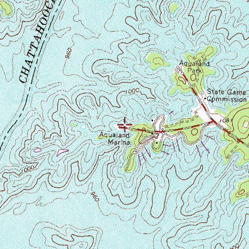 Topographic Map of Aqualand Marina, GA