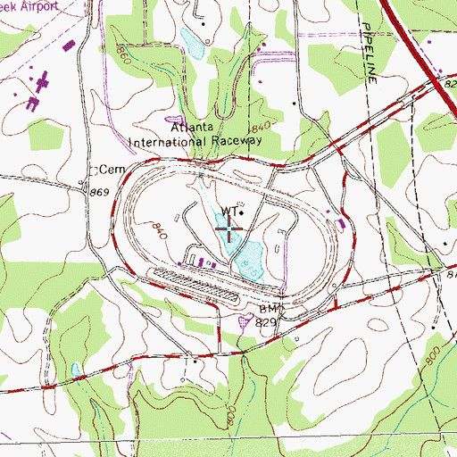Topographic Map of Atlanta International Raceway, GA