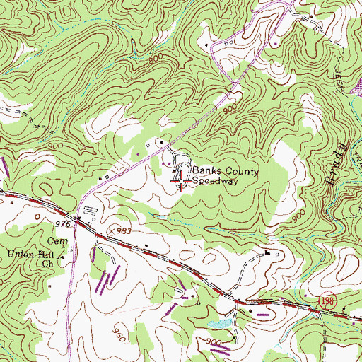 Topographic Map of Banks County Speedway, GA