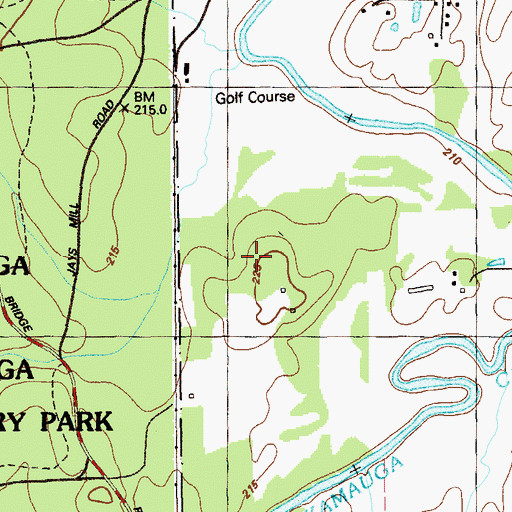 Topographic Map of Battlefield Golf Club and Estates, GA