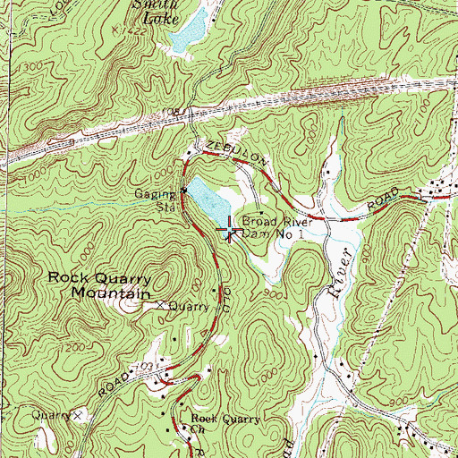 Topographic Map of Broad River Dam Number 1, GA