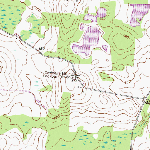 Topographic Map of Catledge Hill Lookout Tower, GA