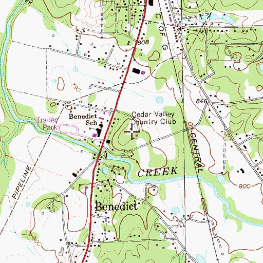 Topographic Map of Cedar Valley Country Club, GA