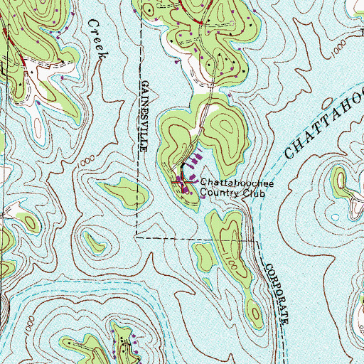 Topographic Map of Chattahoochee Country Club, GA