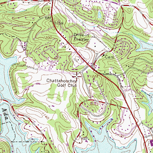 Topographic Map of Chattahoochee Golf Club, GA