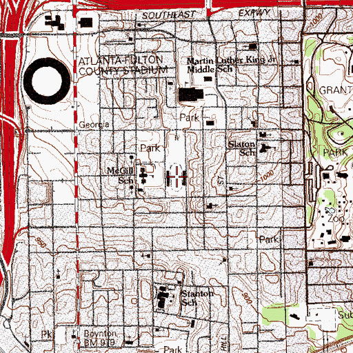 Topographic Map of Cheney Stadium, GA