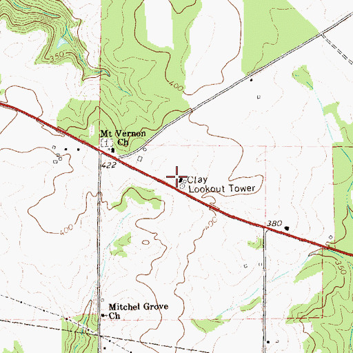 Topographic Map of Clay Lookout Tower, GA