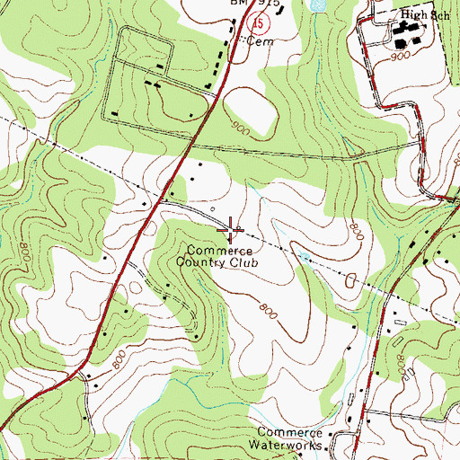 Topographic Map of Commerce Country Club, GA