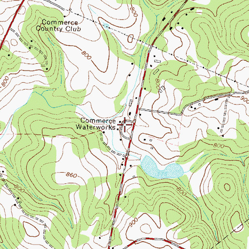 Topographic Map of Commerce Waterworks, GA