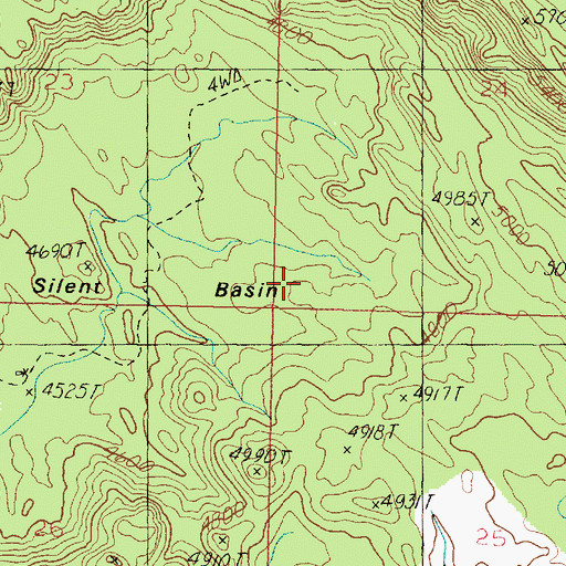 Topographic Map of Silent Basin, AZ
