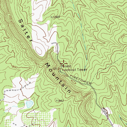 Topographic Map of Crest Lookout Tower, GA
