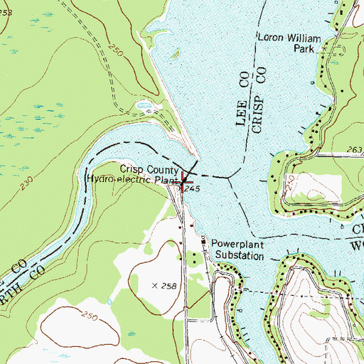 Topographic Map of Crisp County Hydro-Electric Plant, GA