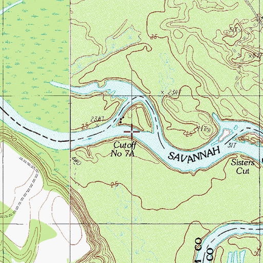 Topographic Map of Cutoff Number 7a, GA