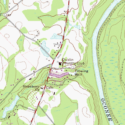 Topographic Map of Dublin Country Club, GA