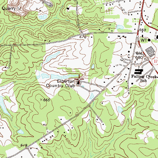 Topographic Map of Elberton Country Club, GA