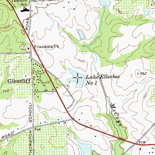 Topographic Map of Lake Ellerbee Number 1, GA
