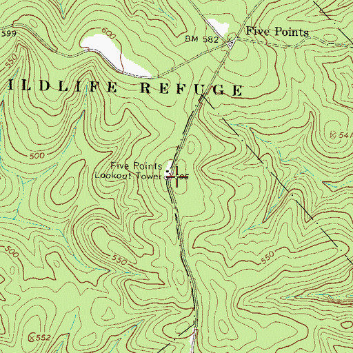 Topographic Map of Five Points Lookout Tower, GA