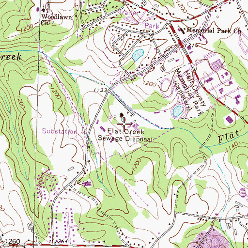 Topographic Map of Flat Creek Sewage Disposal, GA