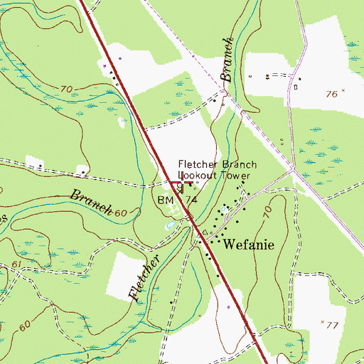 Topographic Map of Fletcher Branch Lookout Tower, GA