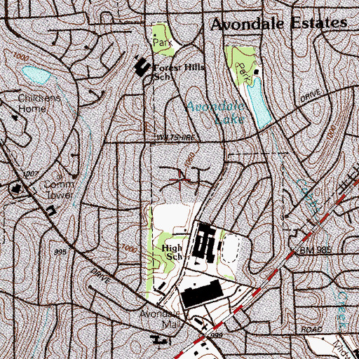 Topographic Map of Forest Lawn Golf Course (historical), GA