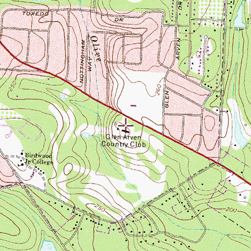 Topographic Map of Glen Arven Country Club, GA