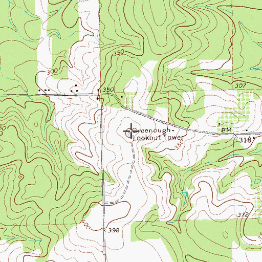 Topographic Map of Greenough Lookout Tower, GA