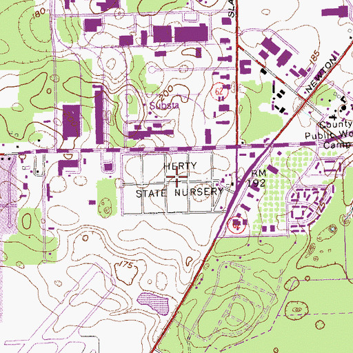 Topographic Map of Herty State Nursery, GA