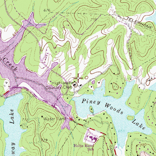 Topographic Map of Highlands Country Club, GA