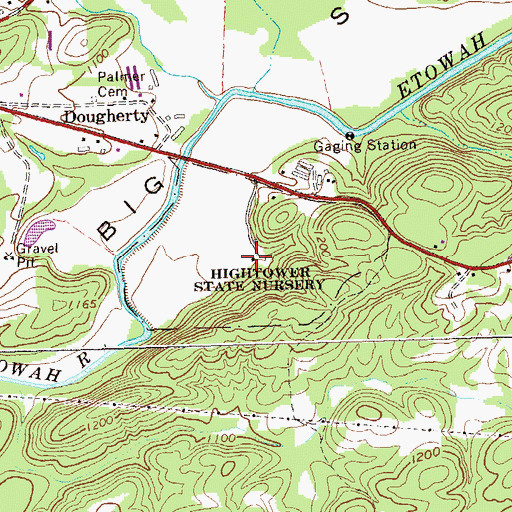 Topographic Map of Hightower State Nursery, GA