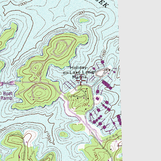 Topographic Map of Holiday-on-Lake Lanier Marina, GA