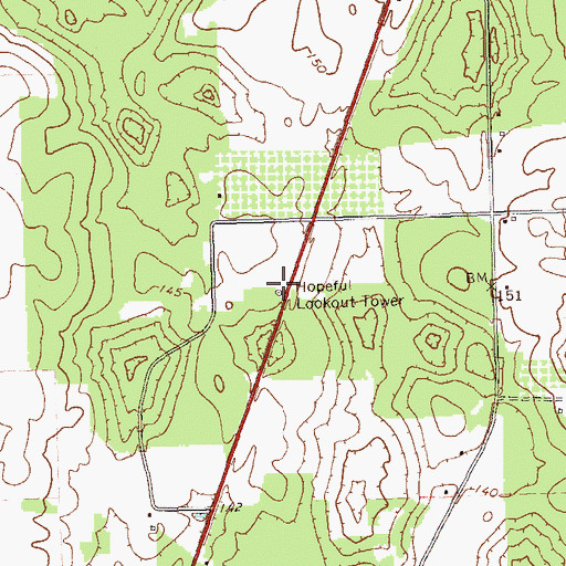 Topographic Map of Hopeful Lookout Tower, GA