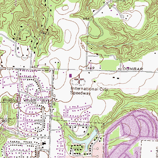 Topographic Map of International City Speedway, GA