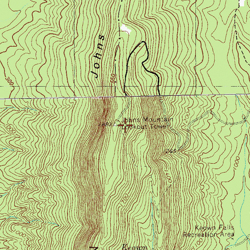 Topographic Map of Johns Mountain Lookout Tower, GA